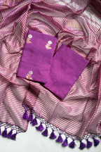 Pure Mul Chanderi With Kadwa Weaving -  Magenta Purple