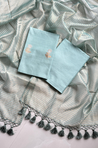 Pure Mul Chanderi With Kadwa Weaving -  light sage blue