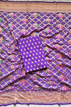Pure khaddi georgette meenakari bandhej - Purple