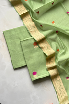 Pure Mul Chanderi With Kadwa Weaving - Pista green