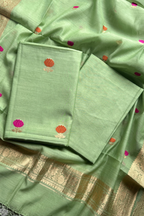Pure Mul Chanderi With Kadwa Weaving - Pista green