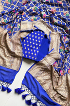 Pure khaddi georgette meenakari bandhej - Navy Blue
