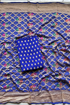 Pure khaddi georgette meenakari bandhej - Navy Blue