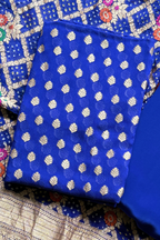 Pure khaddi georgette meenakari bandhej - Navy Blue