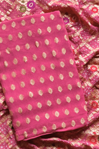 Pure khaddi georgette meenakari bandhej -  Peach pink