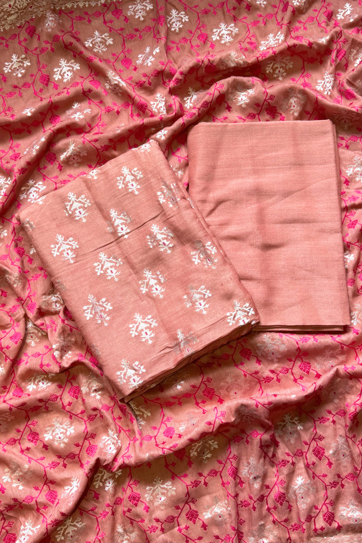 Pure banarasi munga silk - Salmon Orange