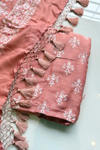 Pure banarasi munga silk - Salmon Orange