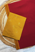 Handloom cotton 2 pc set - Occur Yellow Top With Red Checks Bottom