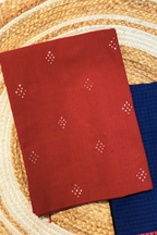 handloom cotton 2 pc set - Red Top & Blue Checks Bottom with Border