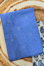 Handloom Cotton 2 Pc Set - Powder Blue Top With Printed Off-White Bottom