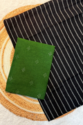 Handloom cotton 2 pc set - green Top & Black Bottom With Vertical Lines