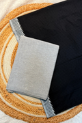 Handloom Cotton 2 Pc Set - Gray & Black Checks Bottom With Border
