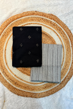 Handloom Cotton 2 Pc Set - Black With Printed Line Bottom
