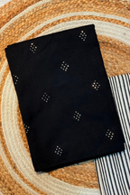 Handloom Cotton 2 Pc Set - Black With Printed Line Bottom