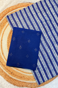 Handloom Cotton 2 Pc Set - Navy Blue With Printed Line Bottom
