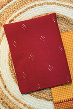 Handloom Cotton 2 Pc Set - Red & Yellow Checks Bottom With Border