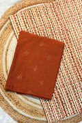 Handloom Cotton 2 Pc Set - Rust Orange With Ajrak Printed Bottom