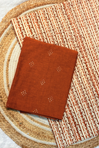 Handloom Cotton 2 Pc Set - Rust Orange With Ajrak Printed Bottom