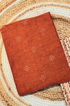 Handloom Cotton 2 Pc Set - Rust Orange With Ajrak Printed Bottom