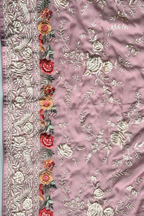 Pure Georjette With heavy Parsi Work Unstitched Suit Set - Onion Pink