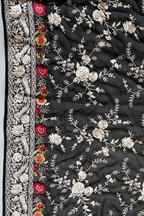 Pure Georjette With heavy Parsi Work Unstitched Suit Set - Black