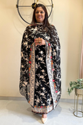 Pure Georjette With heavy Parsi Work Unstitched Suit Set - Black