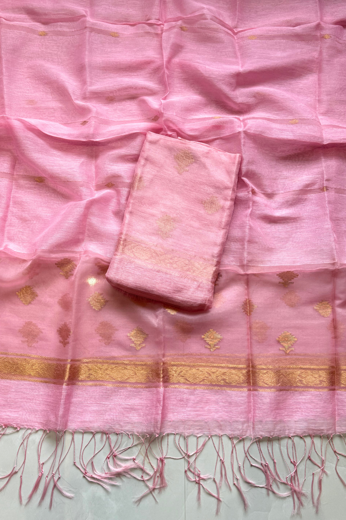 Linen Jamdani 2 Pc Set – Baby Pink
