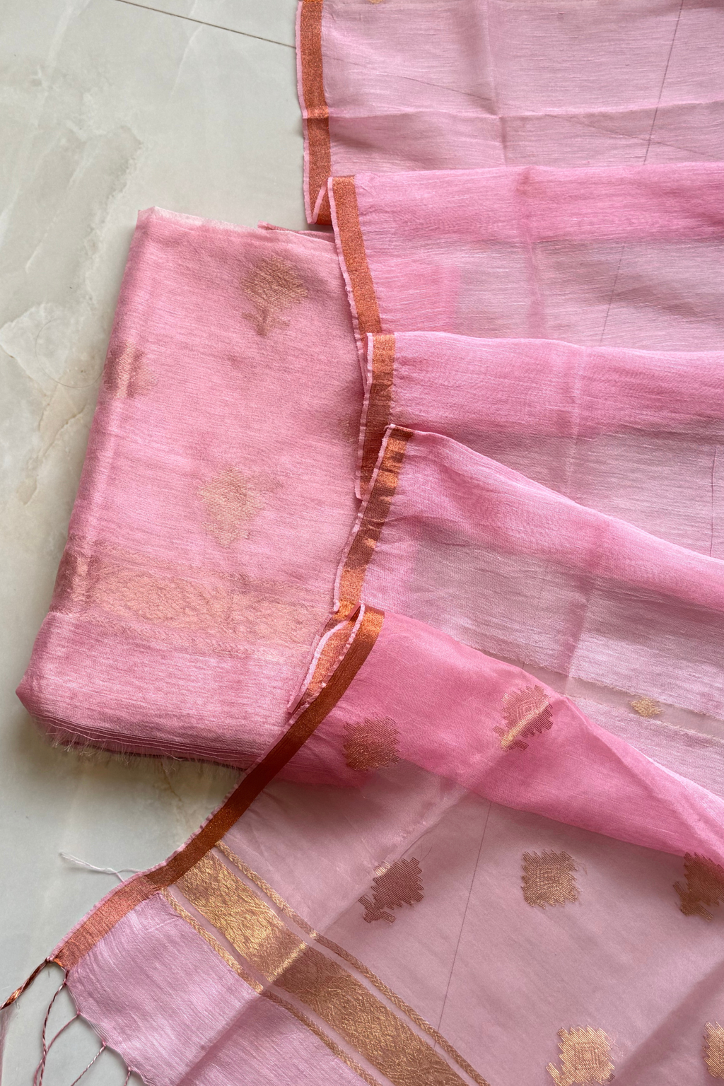 Linen Jamdani 2 Pc Set – Baby Pink