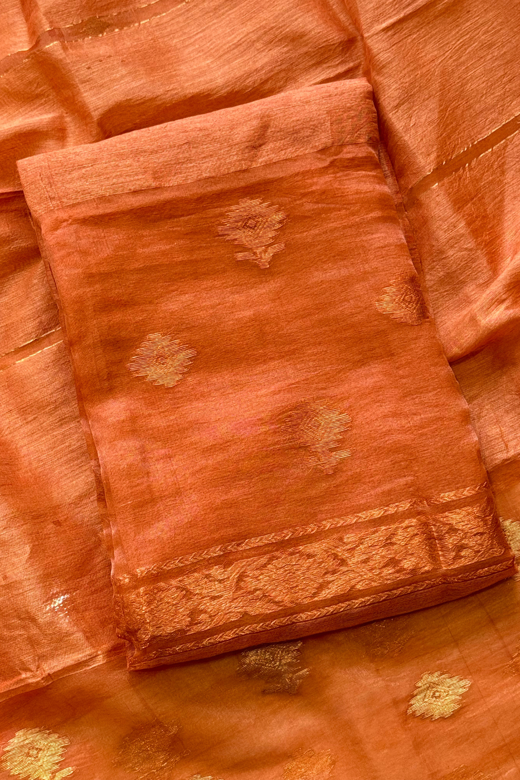 Linen Jamdani 2 Pc Set – Rust Orange