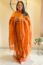 Linen Jamdani 2 Pc Set – Rust Orange