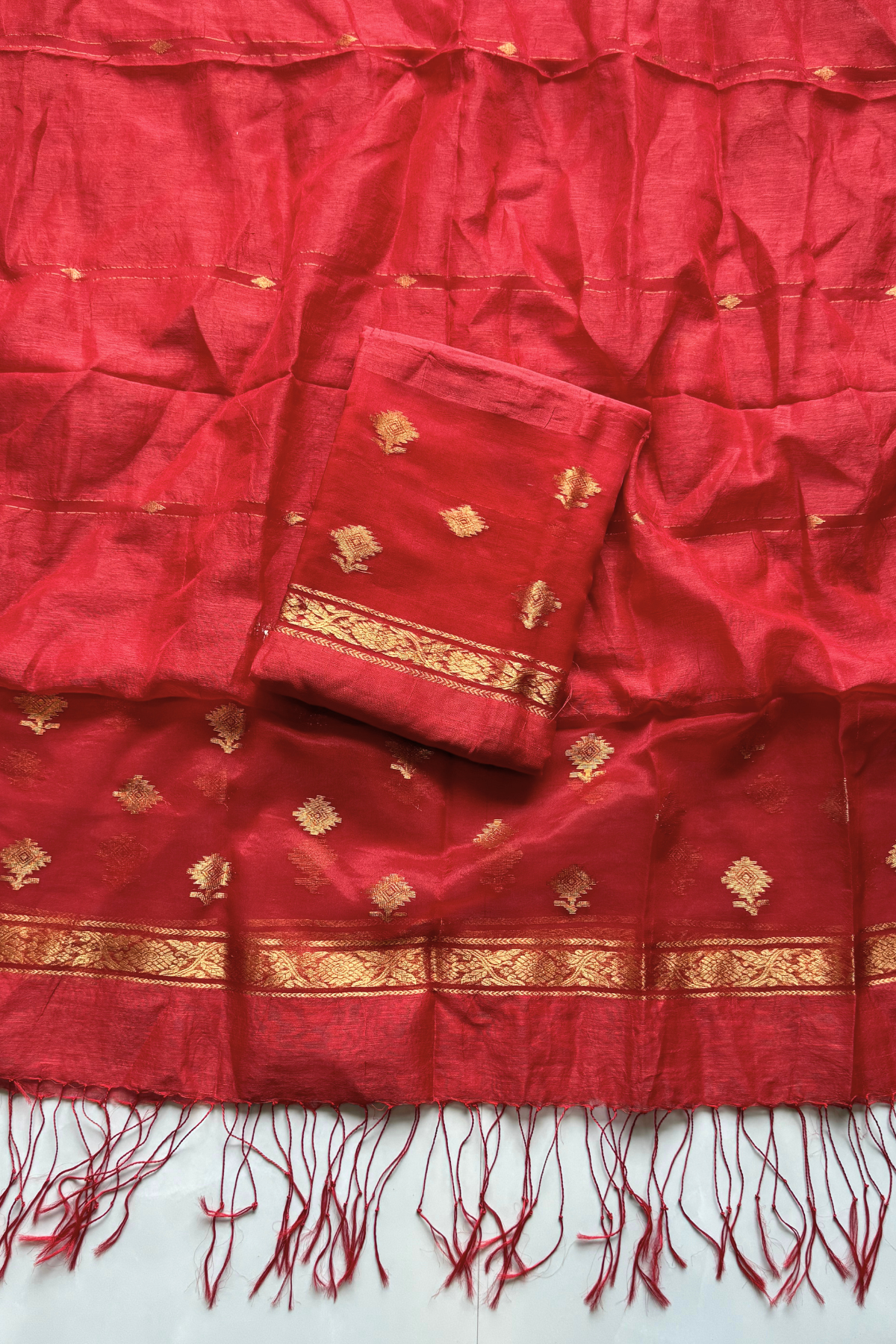 Linen Jamdani 2 Pc Set – Red