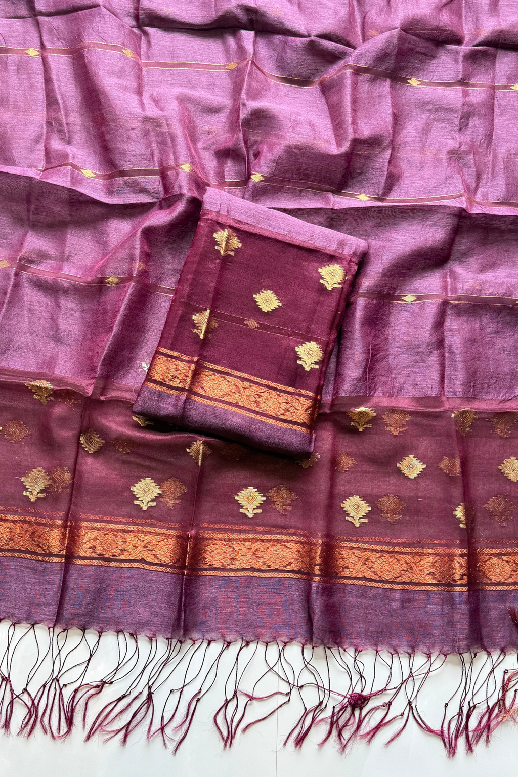 Linen Jamdani 2 Pc Set – Purple Wine