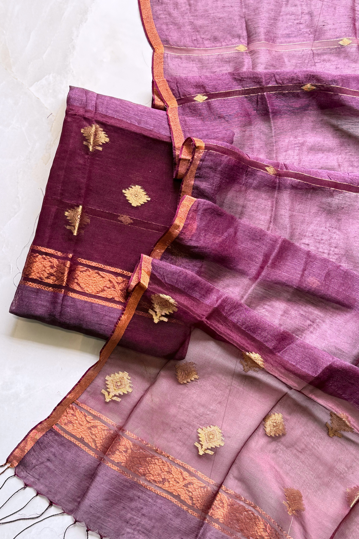 Linen Jamdani 2 Pc Set – Purple Wine