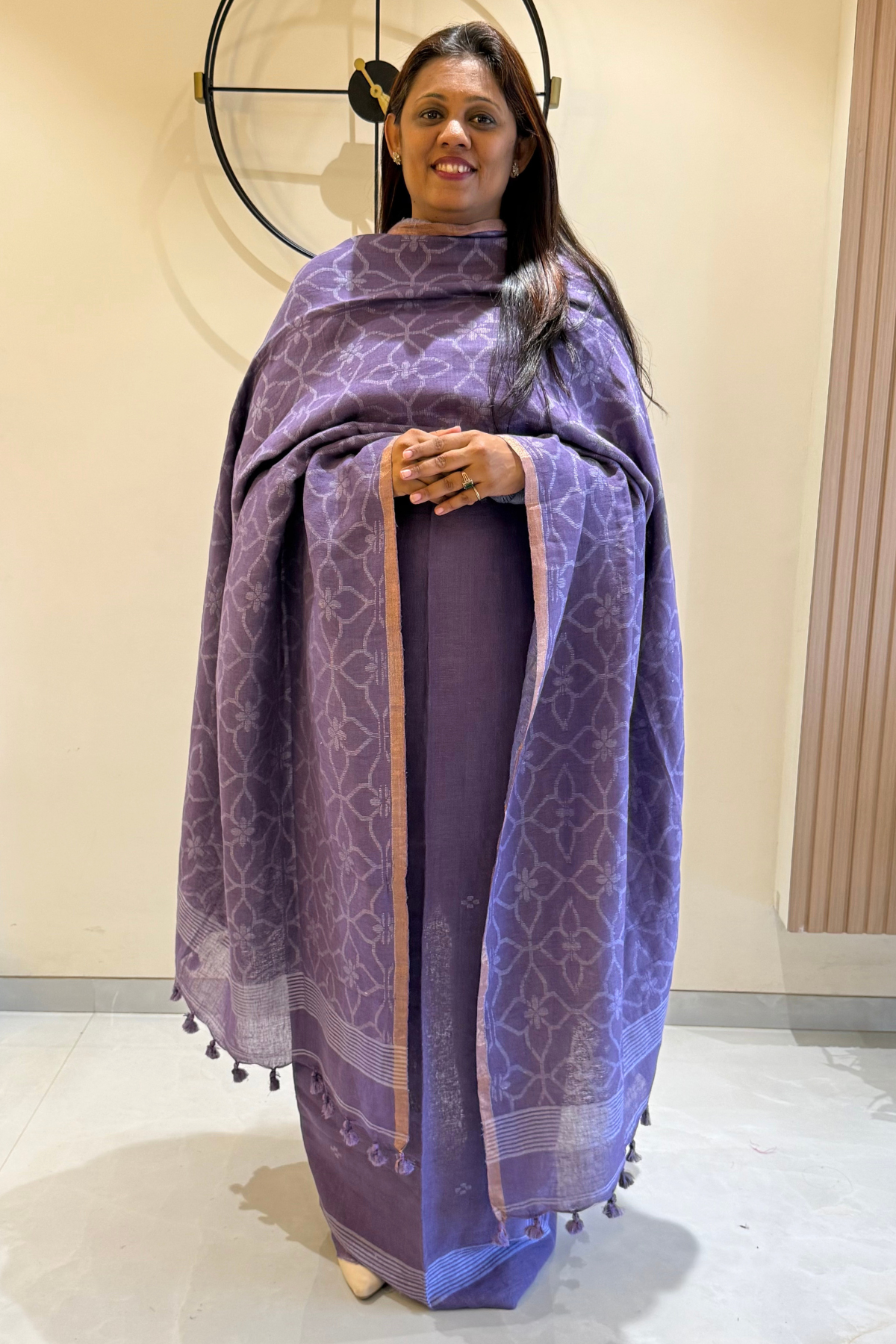Cotton Jamdani 2 Pc Set – Light purple