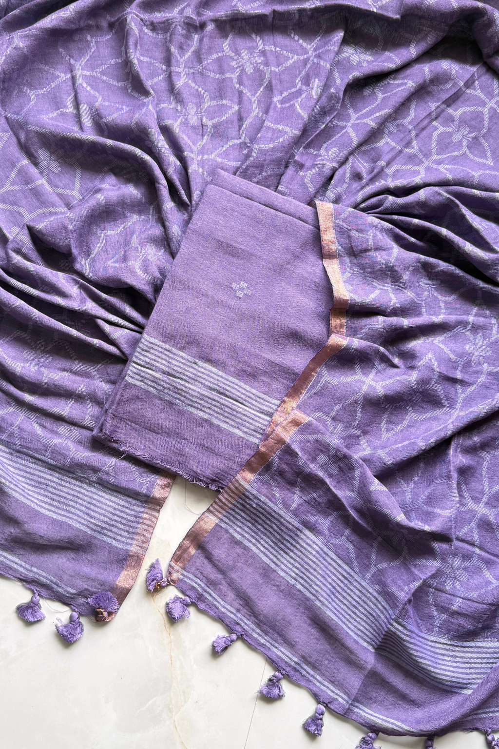 Cotton Jamdani 2 Pc Set – Light purple