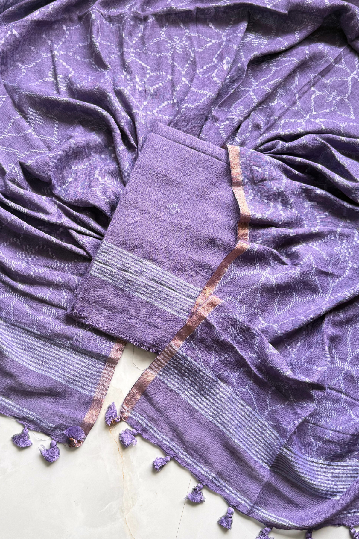 Cotton Jamdani 2 Pc Set – Light purple