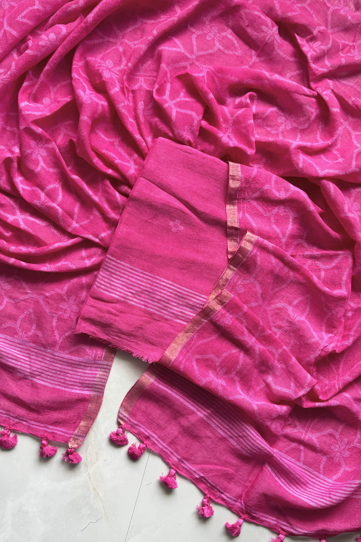 Cotton Jamdani 2 Pc Set – Fuchsia Pink