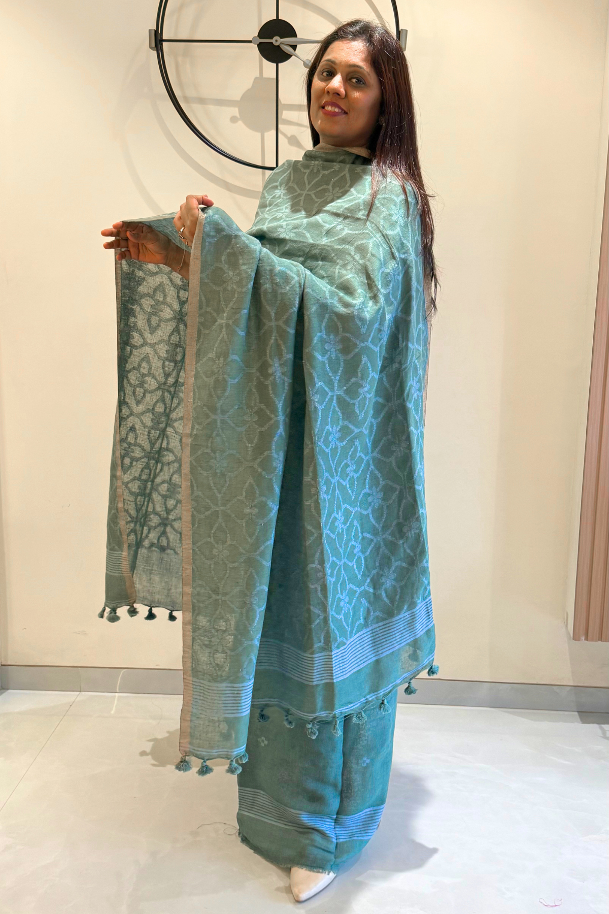 Cotton Jamdani 2 Pc Set – Light Teal