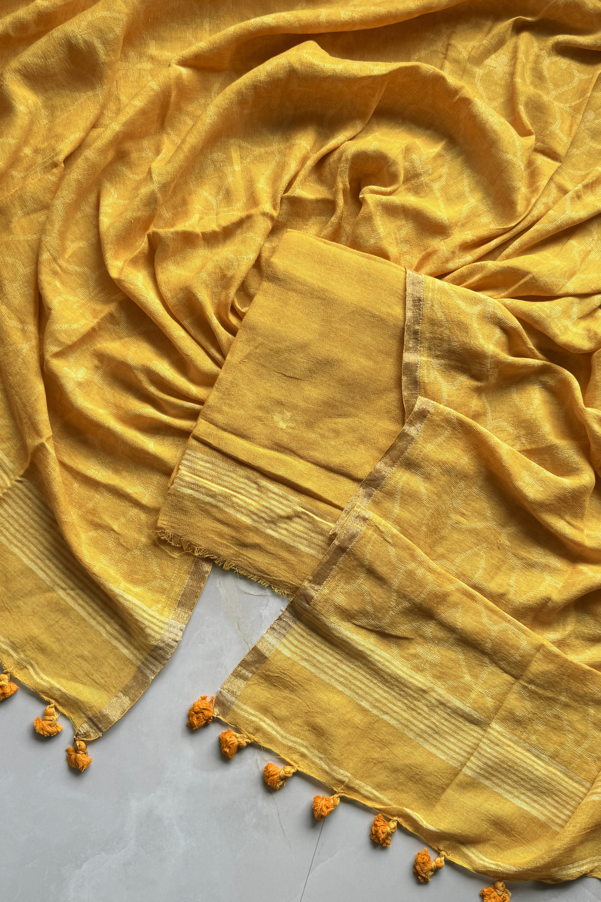 Cotton Jamdani 2 Pc Set – Yellow