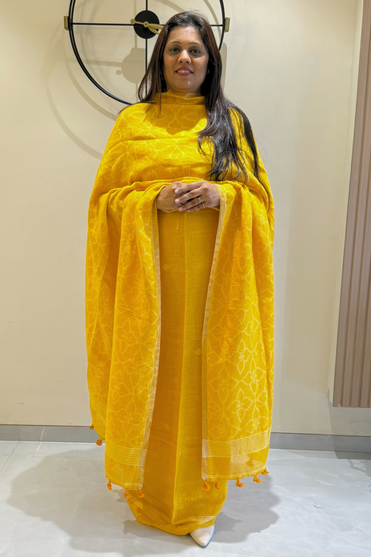 Cotton Jamdani 2 Pc Set – Yellow