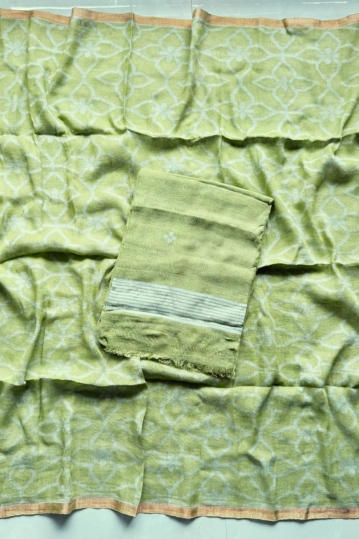 Cotton Jamdani 2 Pc Set – Light Parrot Green