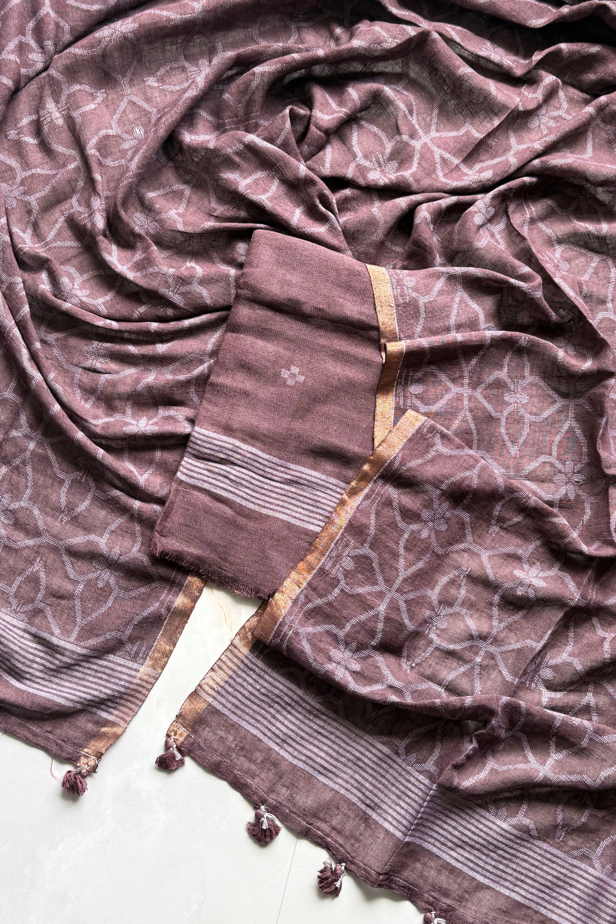 Cotton Jamdani 2 Pc Set – Brown