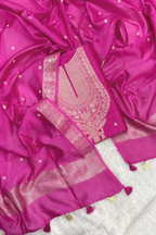Pure Mul Chanderi Banarasi Weaving Suit Set - Pink