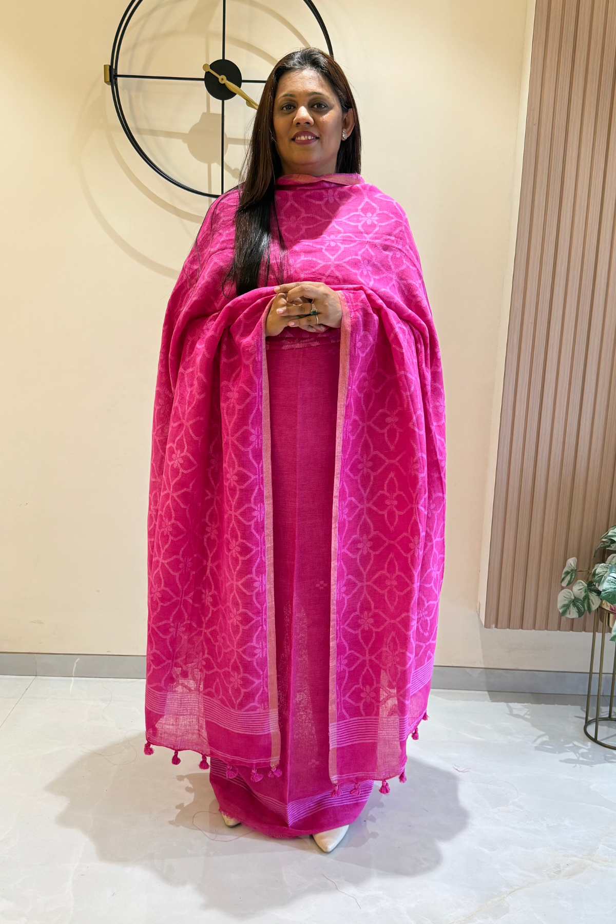 Cotton Jamdani 2 Pc Set – Fuchsia Pink