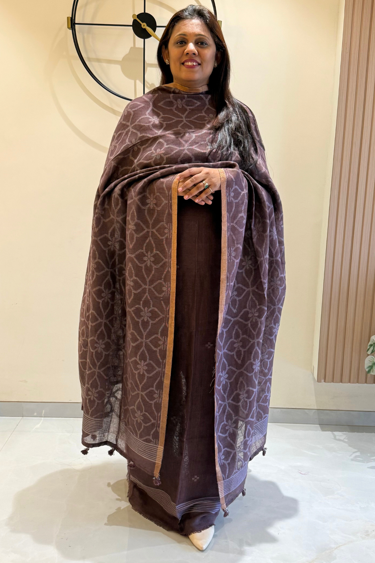 Cotton Jamdani 2 Pc Set – Brown