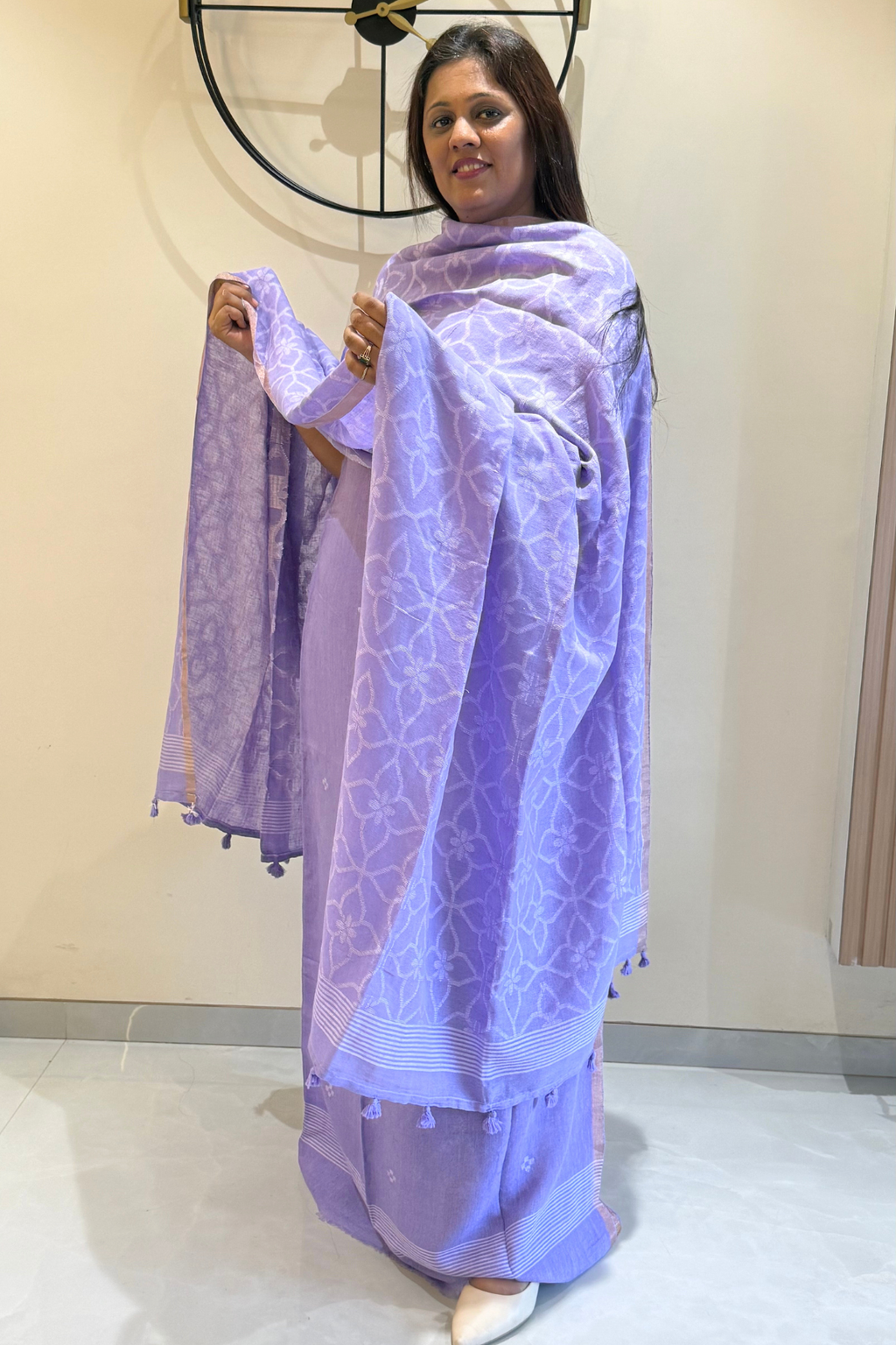 Cotton Jamdani 2 Pc Set – Pastel Purple