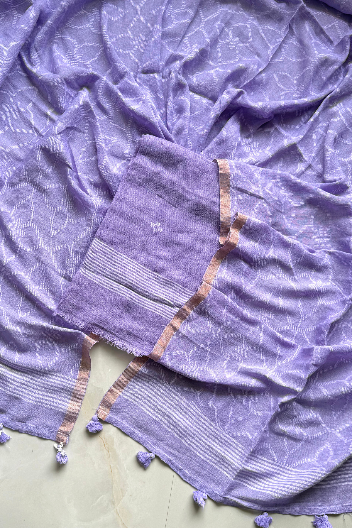 Cotton Jamdani 2 Pc Set – Pastel Purple
