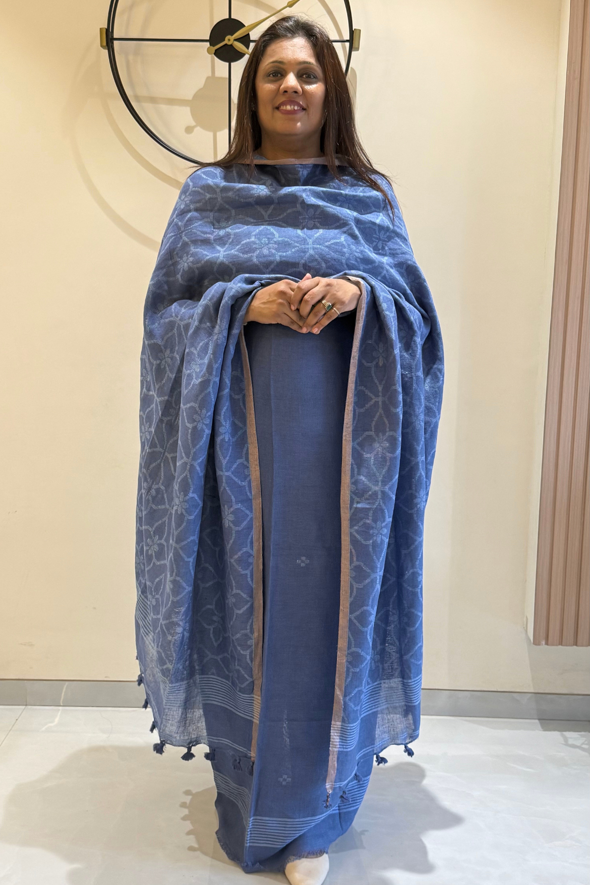 Cotton Jamdani 2 Pc Set – pastel Blue