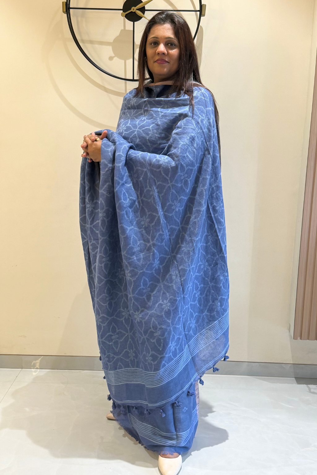 Cotton Jamdani 2 Pc Set – pastel Blue