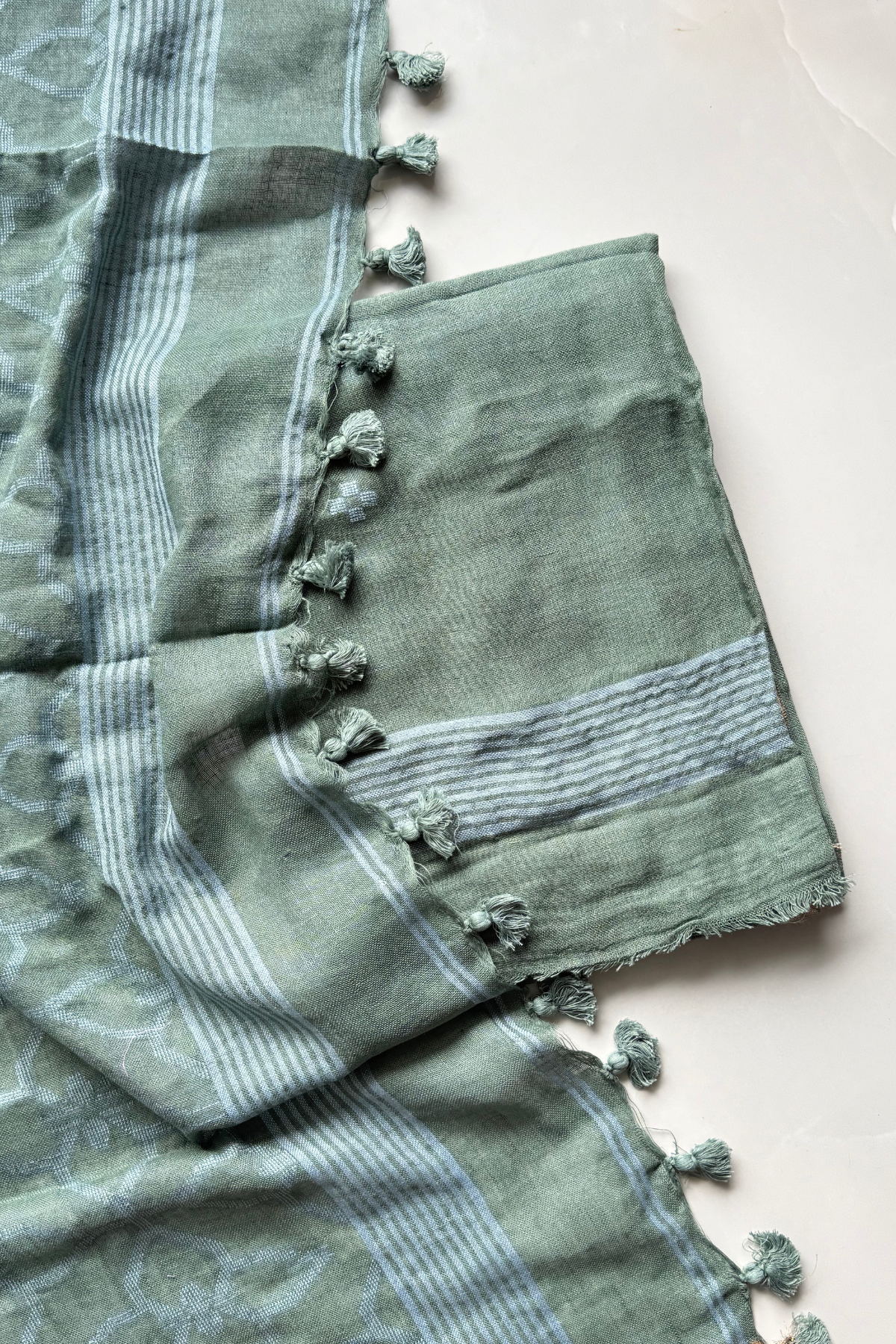 Cotton Jamdani 2 Pc Set – Sage Green